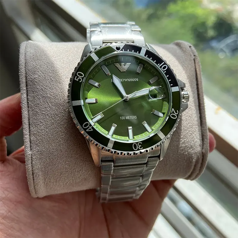 Emporio Armani Diver Green Dial Men's Watch | AR11338